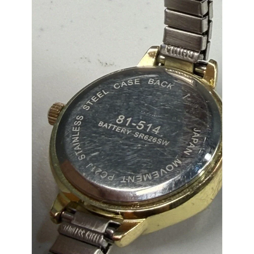 Women’s Quartz Watch Gold Tone Octagon Case Two-Tone Expansion Band Working